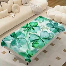 1 Piece Rectangle Waterproof Table Cloth With Four-Leaf Clover Print, Wipe-Clean Reusable Tablecloth Suitable For Outdoor Tables, Picnics, Camping, Dining Tables, Coffee Tables, Desks And Vanity - Ideal For Parties And Holidays