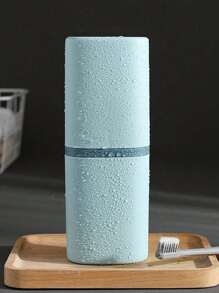 1 件装牙刷旅行盒牙刷架牙刷杯漱口杯便携式牙刷架带杯牙膏收纳盒适用于露营浴室旅行学校和企业 - 彩色 - 查看 4