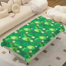1 Piece Rectangle Waterproof Table Cloth With Four-Leaf Clover Print, Wipe-Clean Reusable Tablecloth Suitable For Outdoor Tables, Picnics, Camping, Dining Tables, Coffee Tables, Desks And Vanity - Ideal For Parties And Holidays