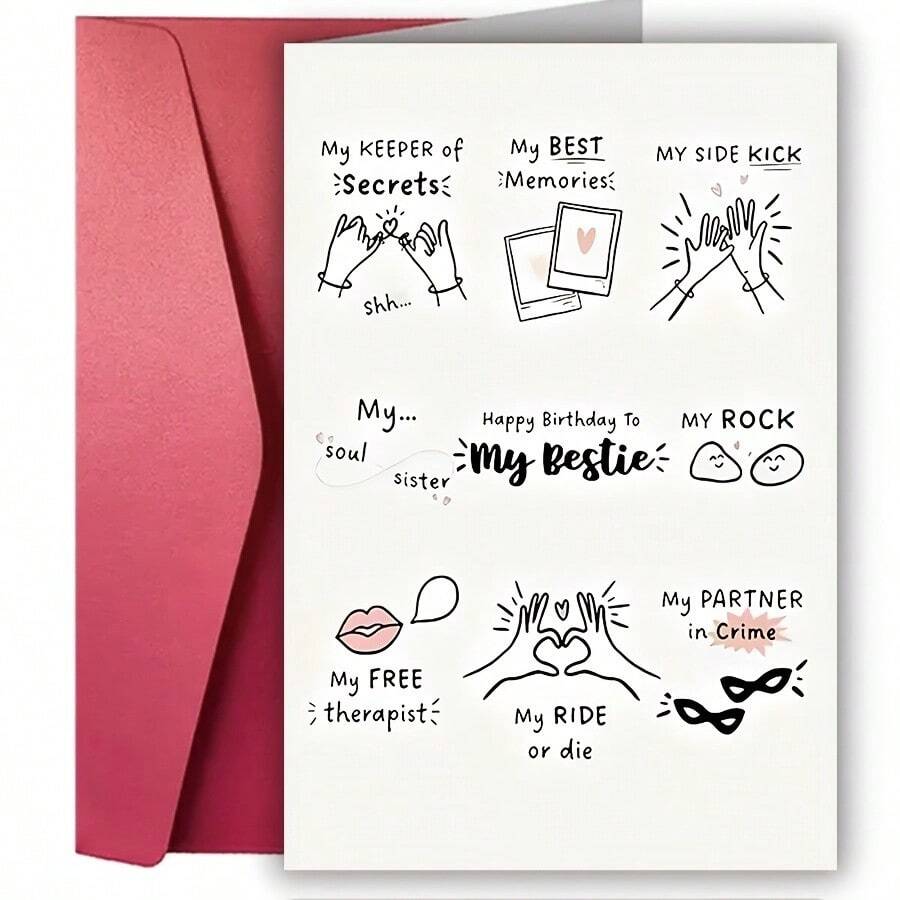 Hilarious & Heartfelt Best Friend Birthday Card - Greeting With Unique Designs, Perfect For Any Celebration, Humorous Designs, Greeting Cards - Multicolor - View 1