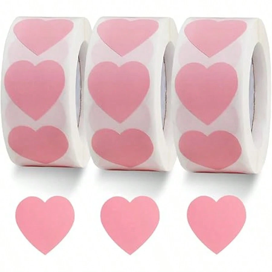 Sanrio Label Pink Heart Sticker 2.54cm Heart Code Shape Paper Label Valentine's Day Wedding Anniversary Invitation Letter Envelope Cute Stickers Water Bottle Packaging - Multicolor - View 1