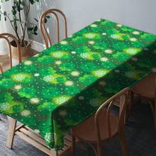 1 Piece Rectangle Waterproof Table Cloth With Four-Leaf Clover Print, Wipe-Clean Reusable Tablecloth Suitable For Outdoor Tables, Picnics, Camping, Dining Tables, Coffee Tables, Desks And Vanity - Ideal For Parties And Holidays