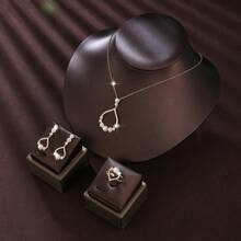 Set de bijuterii pentru mireasă, colier și cercei simpli din zirconiu, cadou de nuntă de logodnă elegant pentru femei