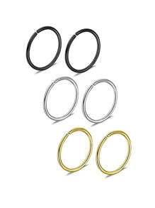 1pc Minimalist Plain Stainless Steel Nose Ring, Septum Clicker, Tragus Earring, Lip Piercing Jewelry, Everyday Accessories - A Nose Ring - View 4