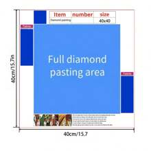 1 pièce Peinture diamant 5D 40*40cm / 15,7 po X 15,7 po, comprend une tasse de couleur, artisanat d'art de diamant DIY, cadeau de surprise fait à la main - Multicolore - Voir 2