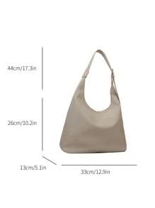 New Solid Color PU Leather Crossbody Bag, Simple Casual Baguette Handbag - White - View 2