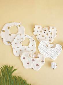 6 pañuelos baberos de gasa para bebé con diseño de pétalo anti-sucio, baberos para babeo de bebés recién nacidos