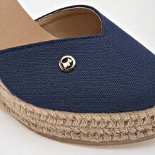 Women's Semi-Open Wedge Sandal With 10cm Platform 132118 Navy Blue