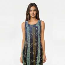 Garter Belt Dress - Cold Knit - Printed - Nhiều màu xanh lá cây - Xem 1