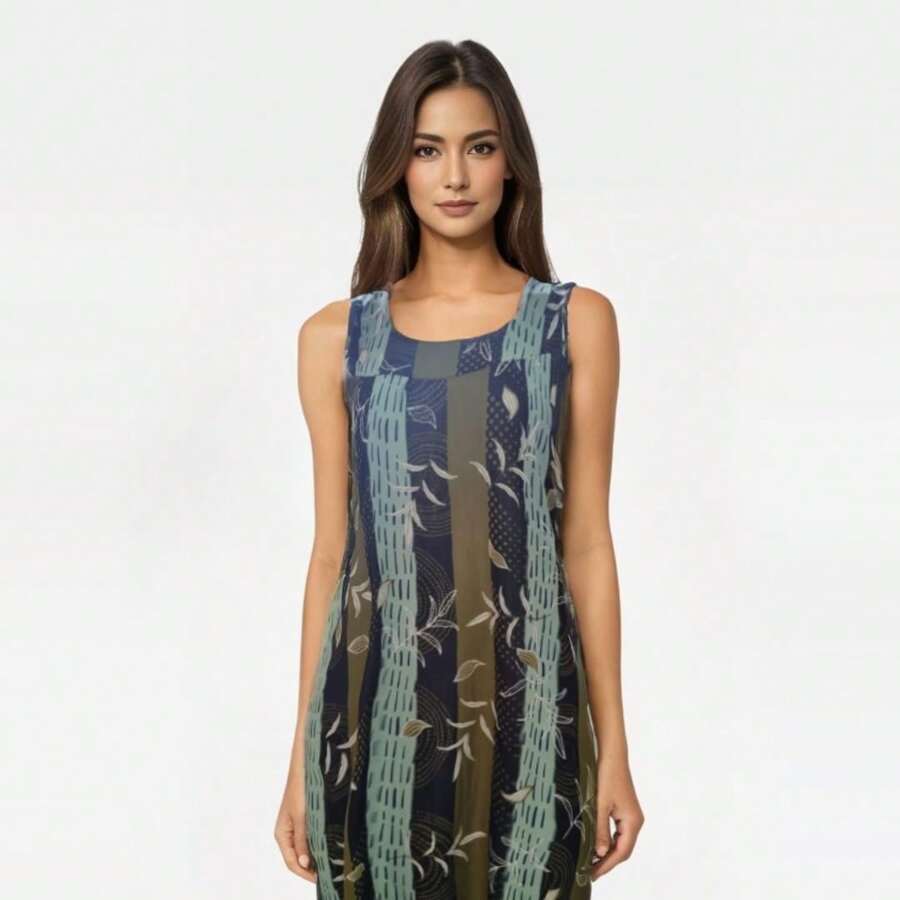 Garter Belt Dress - Cold Knit - Printed - Nhiều màu xanh lá cây - Xem 1