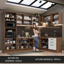 Complete Modular Corner Kitchen Madesa 479cm Agata 01 - Brown and White - View 5