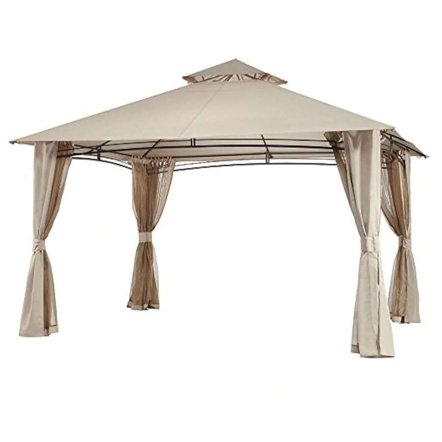 Replacement Canopy Top Cover For The Menards Backyard Creations 5LGZ2001-PU, 272-0648 13' X 10' Gazebo - RipLock 350 - 米色 - 查看 1
