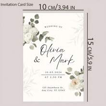 [Elegante Hochzeit] Angepasste schlicht-bohemische Hochzeitseinladung - personalisierter Text, elegantes Blumenmuster, perfekt für Brautjungfern und Hochzeitsgeschenke, geeignet für jeden Empfänger, personalisierte Einladung | moderne Ästhetik | verfeinertes Blattdetail, Hochzeitsdekoration, Schulanfang, Schulbedarf