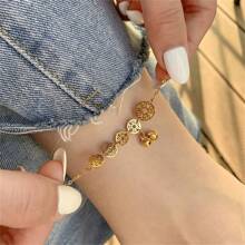 钛钢复古中国硬币脚链女款，轻巧奢华小众设计2025新中国风元素