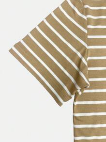 K&K FASHION Basic Striped T-Shirt Blouse - Camel - Ver 5