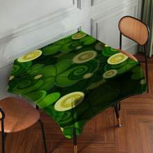 1 Piece Rectangle Waterproof Table Cloth With Four-Leaf Clover Print, Wipe-Clean Reusable Tablecloth Suitable For Outdoor Tables, Picnics, Camping, Dining Tables, Coffee Tables, Desks And Vanity - Ideal For Parties And Holidays