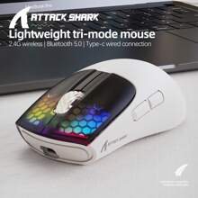 ATTACK SHARK X5 Wireless Gaming Mouse With 3 Mode PAW3212 Optical Sensor,Rechargeable Battery RGB Mice For PC Tablet Desktop - Multicolor - View 1