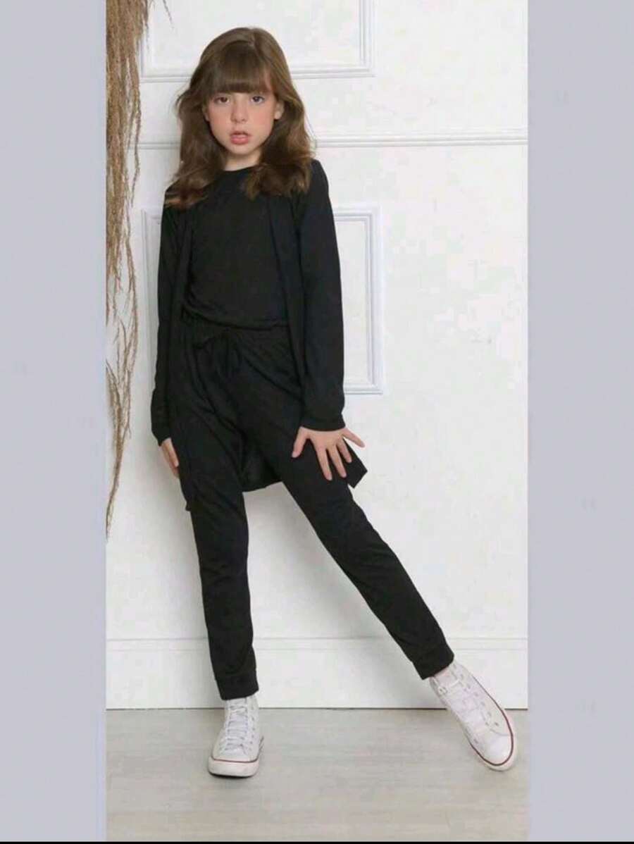 Children's Cold Weather Set For Girls: Charming And Comfortable (4 To 14 Years Old) - 黑色 - 查看 1