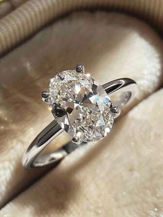 1克拉/2克拉/5克拉闪亮椭圆形订婚戒指/结婚戒指，925纯银，女士承诺戒指/永恒戒指，精致珠宝礼品