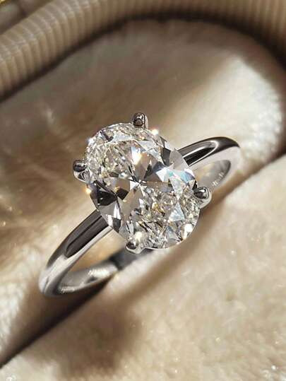 1ct/2ct/5ct Anillo de compromiso/Anillo de boda ovalado brillante, Plata de ley 925, Anillo de promesa/Anillo de eternidad para mujer, Regalo de joyería exquisito