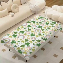 1 Piece Rectangle Waterproof Table Cloth With Four-Leaf Clover Print, Wipe-Clean Reusable Tablecloth Suitable For Outdoor Tables, Picnics, Camping, Dining Tables, Coffee Tables, Desks And Vanity - Ideal For Parties And Holidays