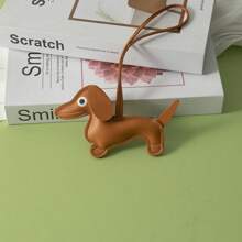 1pc Cute Dachshund Charm Pendant Accessory, Faux Leather Sausage Dog Bag Charm/Keychain, Korean INS Style Car Accessories School Cartoon