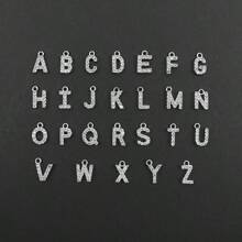 1件装时尚立方氧化锆字母眼睛回形针吊坠项链，不锈钢珠链，女士 - 風格6 - 查看 4