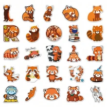 50pcs Red Panda Pattern Cute Graffiti Waterproof Stickers,School Supplies,Back To School - Apricot - View 3