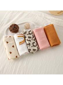 Baby Bibs 4 Layers Gauze Soft Facial Wash Cloth Small Square Handkerchief, Newborn Nursing