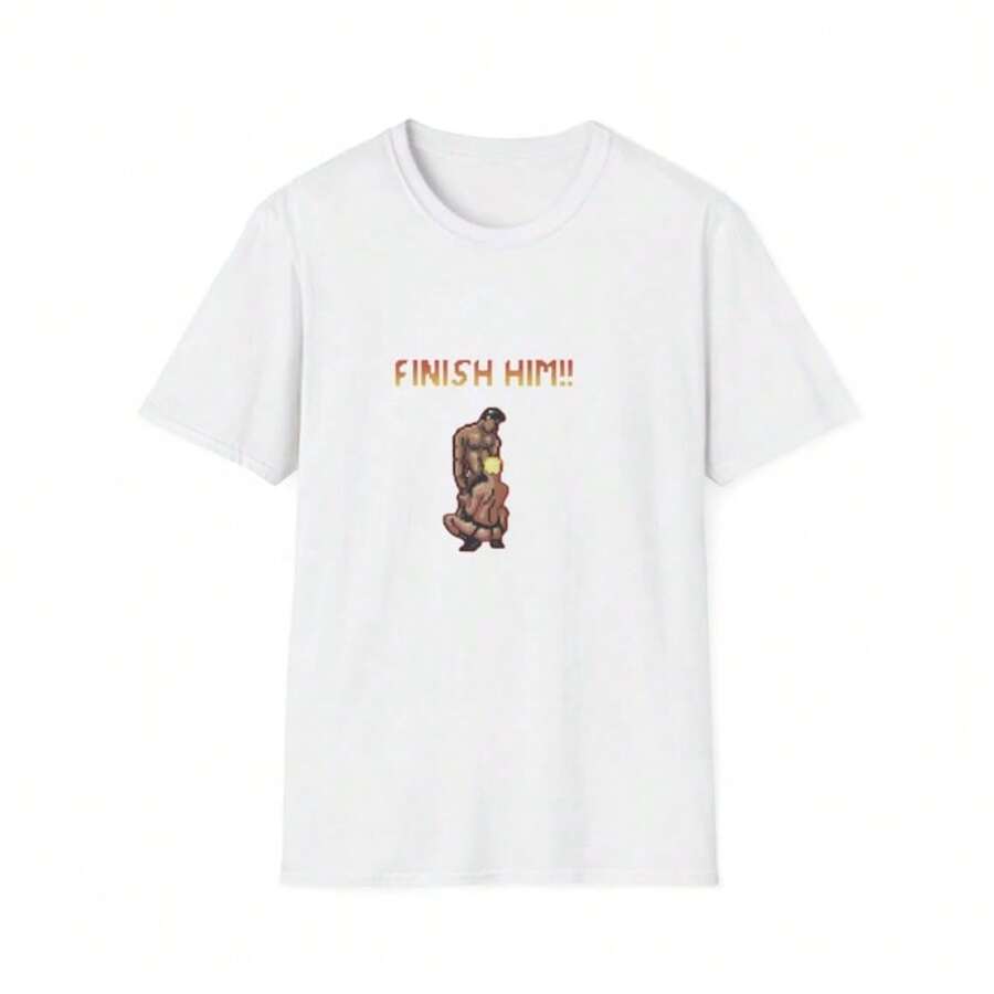 Finish Him Tshirt Gayming Tee Gay T-Shirt Funny Pride Gift Funny Gay Shirt Retro Gamer Tee Funny Boyfriend Gift LGBT Shirt. - trắng - Xem 1