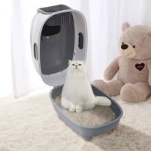 1PCS Large Self Cleaning Cat Litter Tray Automatic Deodorization Cat Potty Box Pan Grey - Grey - View 3
