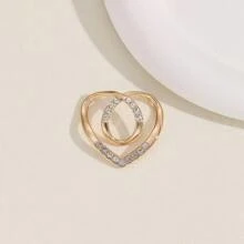 新款简约心形围巾夹，优质镶钻金色合金围巾夹，四季通用