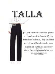 Dama Pantalón De Vestir Mujer Suelto Cintura Alta Pierna Ancha pantalones largos Casual Pantalones Elegantes Seda Hielo Rectos - Negro - Ver 11