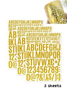 10pcs Metallic Foil Letter Stickers, DIY Waterproof Self-Adhesive Alphabet & Numeric Symbol Stickers For Gift Decoration Back To School School Supplies - Gold - View 14