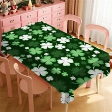 1 Piece Rectangle Waterproof Table Cloth With Four-Leaf Clover Print, Wipe-Clean Reusable Tablecloth Suitable For Outdoor Tables, Picnics, Camping, Dining Tables, Coffee Tables, Desks And Vanity - Ideal For Parties And Holidays