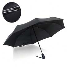 Custom Name Automatic Compact Folding Umbrella - Windproof, Waterproof, UV Resistant, Lightweight, Portable, Durable, Easy To Carry, Perfect For Men And Women, Outdoor Activities, Travel, And Everyday Use - Black - View 2