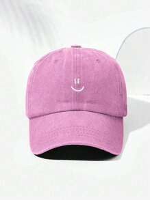 1 件女士笑脸棒球帽，印花图案简约时尚太阳帽，户外休闲棒球帽，时尚街头复古水洗棒球帽，柔软顶部轻便可调节尺寸，适合日常穿着，户外休闲，街头时尚，节日礼物，男女通用