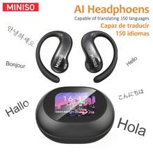 Miniso MS188 AI Taalvertaling In-ear hoofdtelefoons ondersteunen 150 talen, intelligente high-definition touchscreen realtime hoofdtelefoonvertaler, high-definition geluidskwaliteit, ultralange batterijduur, geschikt voor reizen, zaken en leren