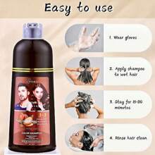 FVSHIP Unisex 500ml Black & Brown Hair Dye Shampoo, Instant 3 In 1 With Ammonia-Free Natural Ingredients For Gray Coverage In Minutes–Long Lasting, Multiple Colors Available Plant Hair Dye Haircare Mild For Men/Women - Black - View 5