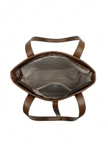 1 Set Large Capacity Tote Bag & Wallet, Fashionable Shoulder Bag For Middle-Aged Women, Autumn/Winter