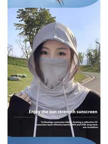 1pc. Summer Sun Mask Hat Integrated Neck Protection Full Face UV Protection Riding Head Ice Silk Bib Face Protection Men And Women