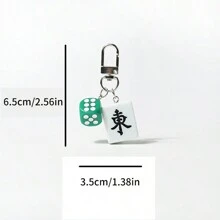 1pc Creative Mahjong Charm Pendant, Simple Backpack Key Chain Decoration, Gift, Daily Accessories, Student Supplies, Chinese Style