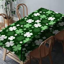 1 Piece Rectangle Waterproof Table Cloth With Four-Leaf Clover Print, Wipe-Clean Reusable Tablecloth Suitable For Outdoor Tables, Picnics, Camping, Dining Tables, Coffee Tables, Desks And Vanity - Ideal For Parties And Holidays