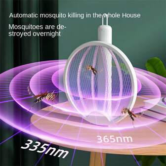 1 Pc 2-In-1 Foldable Electric Mosquito Swatter With UV Light - Plastic High-Voltage Electric Mosquito Swatter, USB Rechargeable Handheld And Wall-Mounted Mosquito Killer Lamp, 3000V Instant Killing, Built-In Rechargeable Lithium Battery, Suitable For Household Use, Outdoor Camping, And Other Mosquito Repelling Purposes