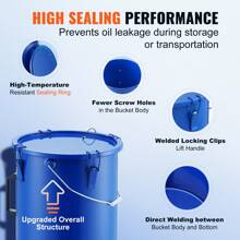 Fryer Grease Bucket 10 6&8 Gal Oil Disposal Caddy Stainless Steel&Carbon Steel Fryer Oil Bucket Rust-Proof Coating Oil Transport Container With Lid Lock Clips Filter Bag For Hot Cooking Oil Filtering Black&Blue - 6 Gal Carbon Steel Blue - View 4