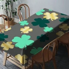 1 Piece Rectangle Waterproof Table Cloth With Four-Leaf Clover Print, Wipe-Clean Reusable Tablecloth Suitable For Outdoor Tables, Picnics, Camping, Dining Tables, Coffee Tables, Desks And Vanity - Ideal For Parties And Holidays