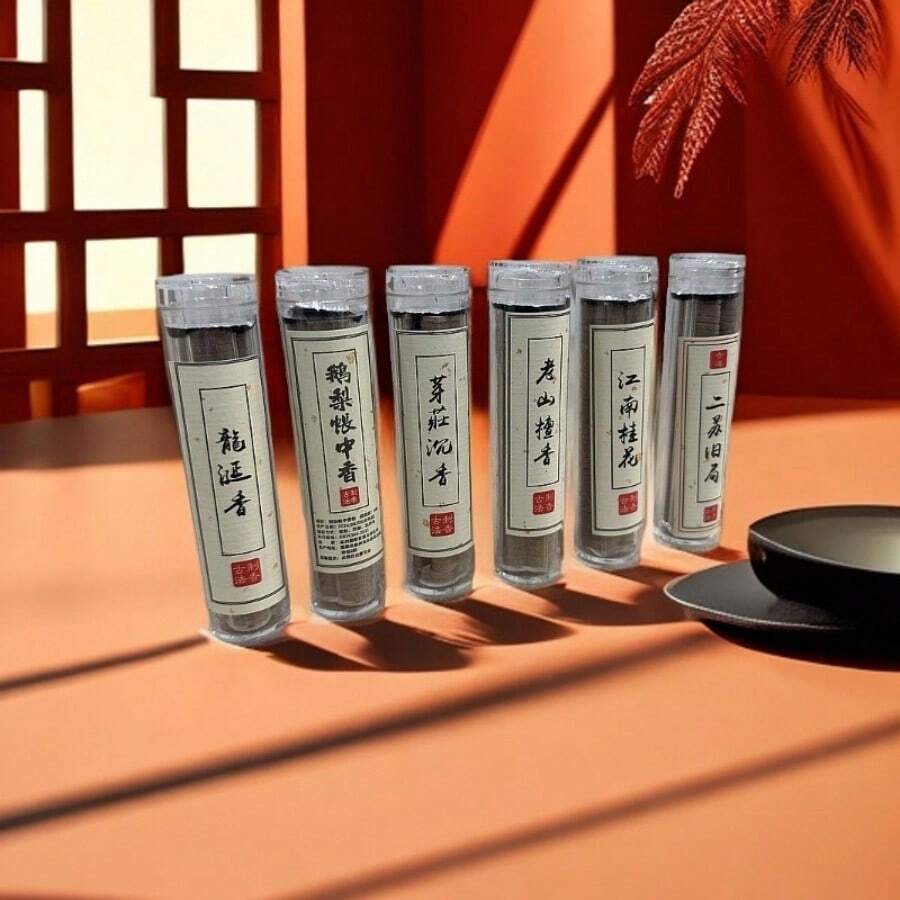 1 件，42 件不粘粉祥云香，木制，燃烧时间约 30 分钟/件，罐装香盘，用于家中持久除臭，不同香味可供选择 - 彩色 - 查看 1