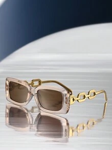 1 Pair Rectangular Full Frame Fashion Glasses, Fashion For Music Festivals, Street Photography, Outdoor Travel, Dates, Casual Wear For Summer Beach Vacation,Outdoor,Travel