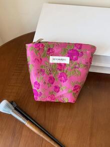 1Pc/Set Ins Style Style Flower Pattern Multi-Functional Cosmetic Organizer Handbag ,Wallet Pouch Portable Cosmetics Brush Storage Clutch With Zipper Closure For Lipstick, Brush, Skincare, Mobile Phone - Multicolor - View 2