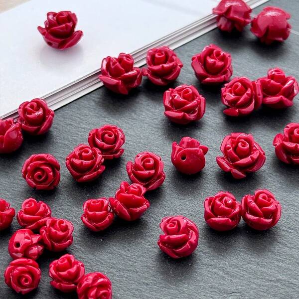 12 Stück bunte Muschelperlen, 6-8mm, Rosenblütenform für Schmuckherstellung, DIY Armband, Kette, Ohrring Accessoires